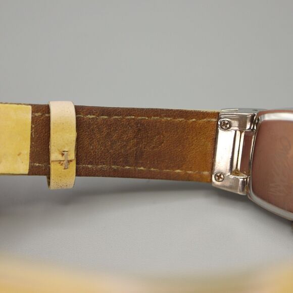 Mossimo Silver Tone Square Barrel Watch Yellow Leather Strap w New Battery - Picture 11 of 13